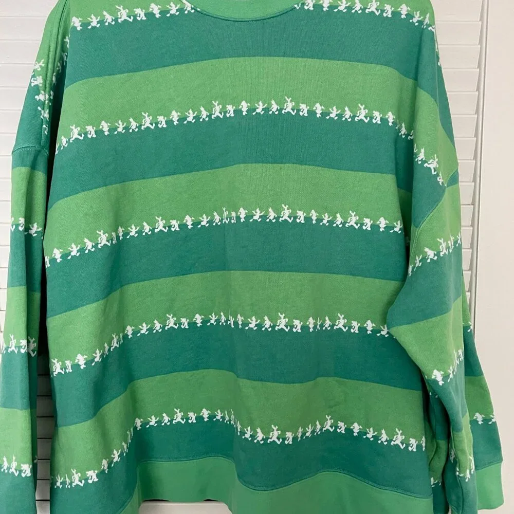 Disneyland Resort Pullover Sweatshirt Mickey & Friends Green Striped Unisex 3X - Picture 3 of 3